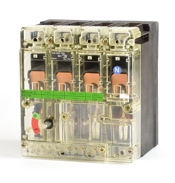 Moeller N64-100 +v Hi 001-N6 4pol. Leistungstrenner 100A Nr.089  
