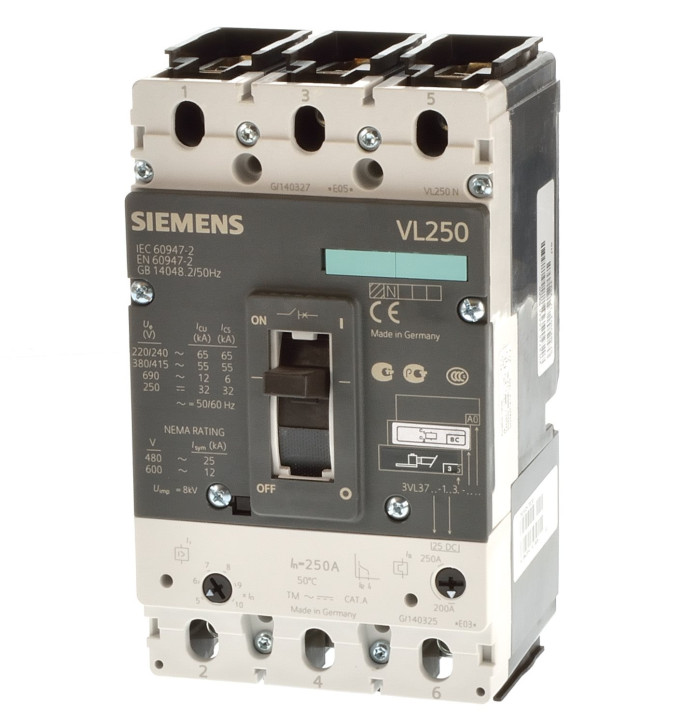 Siemens 3VL3725-1DC33-8CA0 Leistungsschalter 250A 3 polig 
