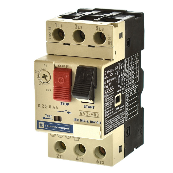 Telemechanique GV2 MO3 Motorschutzschalter 0,25-0,40A 021082 