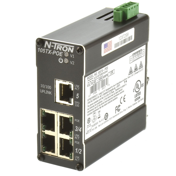 Red Lion N-Tron 105TX-POE Ethernet Switch - 5 Port