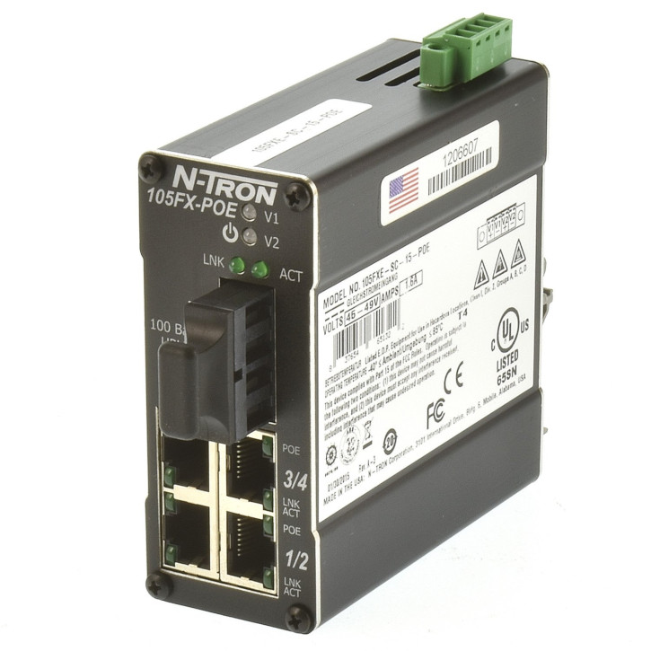 Red Lion N-Tron 105FXE-SC-POE Ethernet Switch - 5 Port
