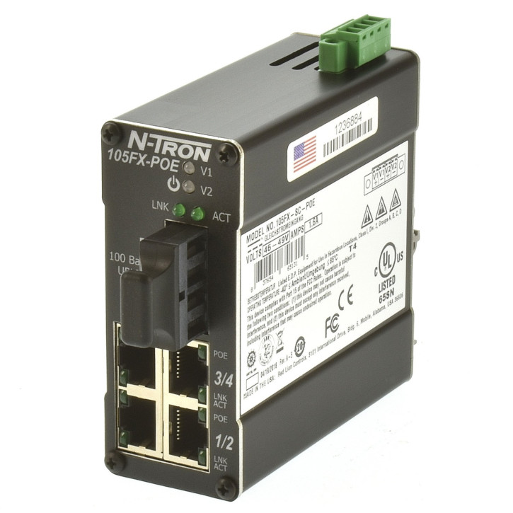 Red Lion N-Tron 105FX-SC-POE Ethernet Switch - 5 Port