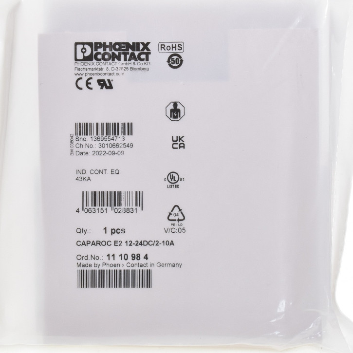 Phoenix Contact Caparoc E2 12-24VDC/2-10A Geräteschutzschalter 1110984