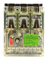 Moeller N6-100 + NHI002 Leistungstrenner Hauptschalter 3 polig 100A vorderseitige Schaltachse 