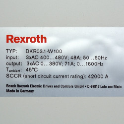 Rexroth Indramat DKR03.1-W100N-BE23-01-FW Servo Controller