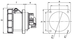 PCE 335 Einbausteckdose 63A 5polig gerade ip67
