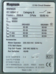 EATON Magnum MWN620 Leistungsschalter 2000A 3 polig 220-250V