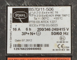 Stahl 8570/11-506 EX Wandsteckdose 16A 5pol. 6h / gebraucht